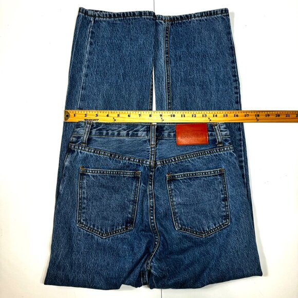 Princess Polly Blue Denim Button Fly Straight Leg Jeans Size 0 (26x28) - Picture 10 of 15